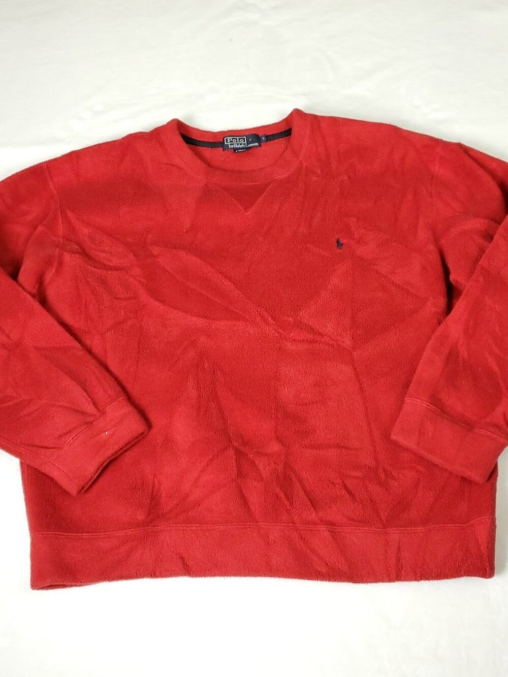 VINTAGE 90s Polo Ralph Lauren Fleece Sweater Men Large Red Pullover Crewneck y2k